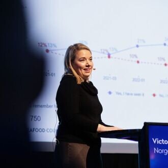 Norges sjømatråds utsending til Storbritannia, Victoria Braathen, er en av foredragsholderne på Ombordfrystkonferansen Foto: Kristin Støylen