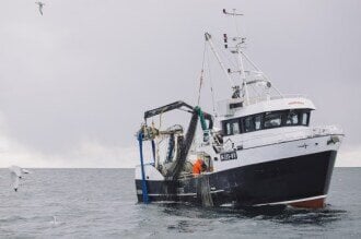 Fiskebåt i arbeid.